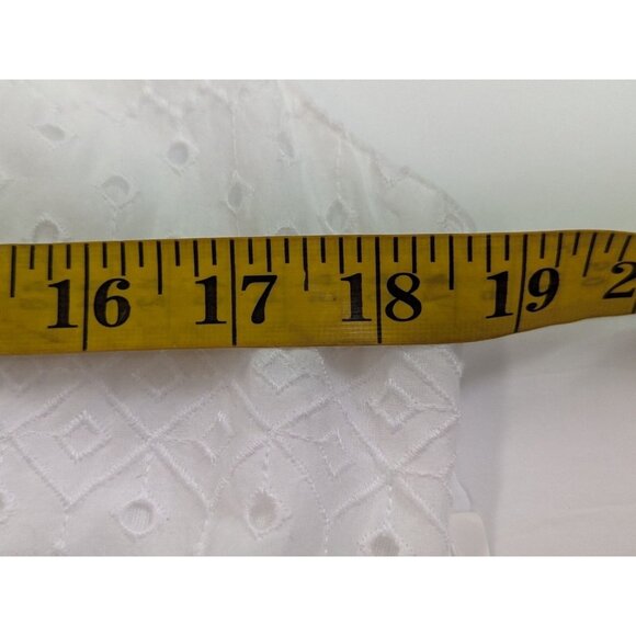 Old Navy size L Fit & Flare Eyelet Midi Dress White Elastic Back Sweetheart Flow - Picture 12 of 13